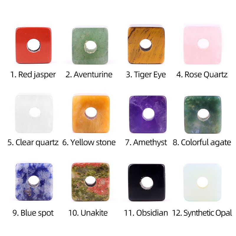 2089-Amethyst ágata pedra semi-preciosa 16mm abertura 5mm quadrado grande buraco contas soltas acessórios de jóias DIY