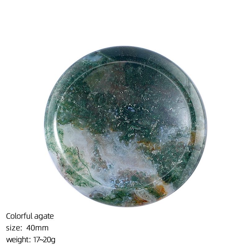 Pedra do polegar de cristal natural 40mm massagem de descompressão jogar pedra com ranhura de cristal ágata pedra de preocupação redonda