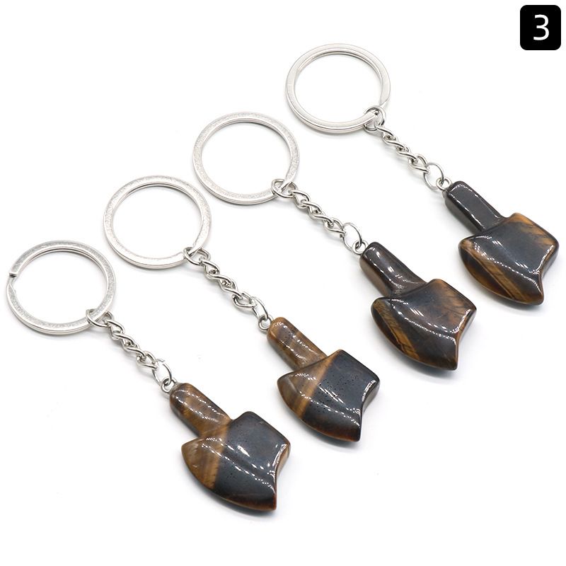 1329-Ágata de cristal natural 42mm pequeno machado chaveiro pingente bonito saco de jóias pingente pequeno presente