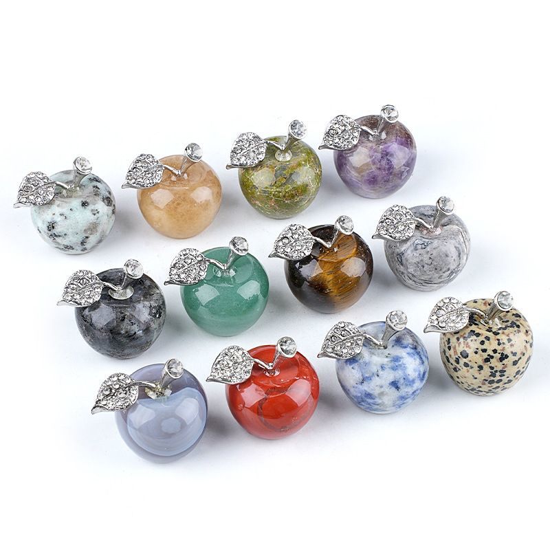 25Mm maçã de cristal natural transfronteiriça Véspera de Natal Presente de Natal enfeite de decoração de casa jade ágata maçã