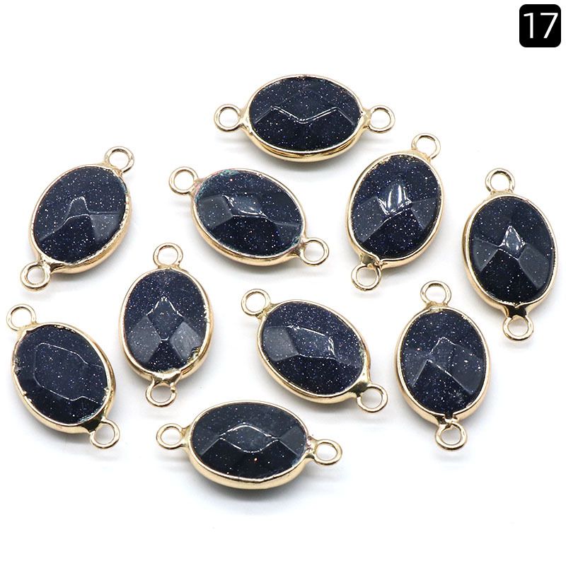 1379-Pingente de seção de bainha oval de ágata de cristal natural colar colar de furo duplo acessórios pulseira módulo