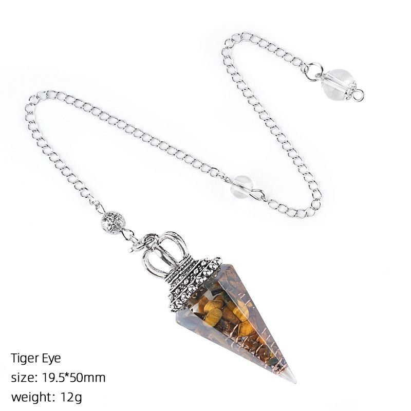 Hot Sale Pingente de Pêndulo de Cristal Natural Crown Yoga Acessórios de Meditação Hexagonal Cone Ajustável Resina de Freqüência Pêndulo