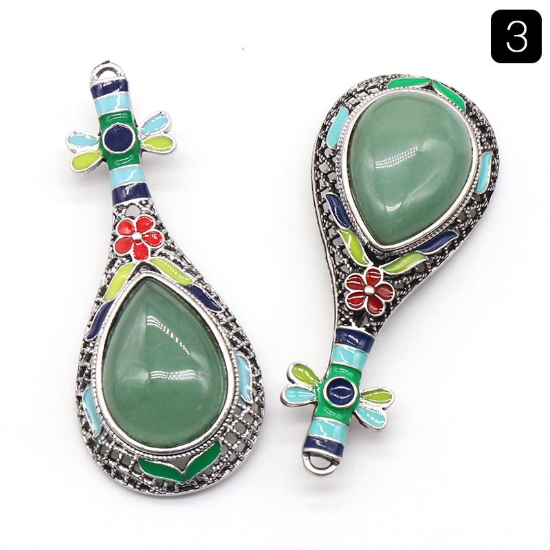 1203 Pingente de broche de gema de cristal ágata concha pipa pingente de liga de pedras preciosas, colar de pino