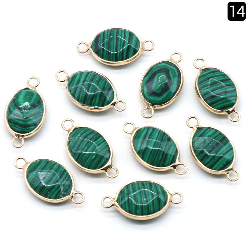 1379-Pingente de seção de bainha oval de ágata de cristal natural colar colar de furo duplo acessórios pulseira módulo