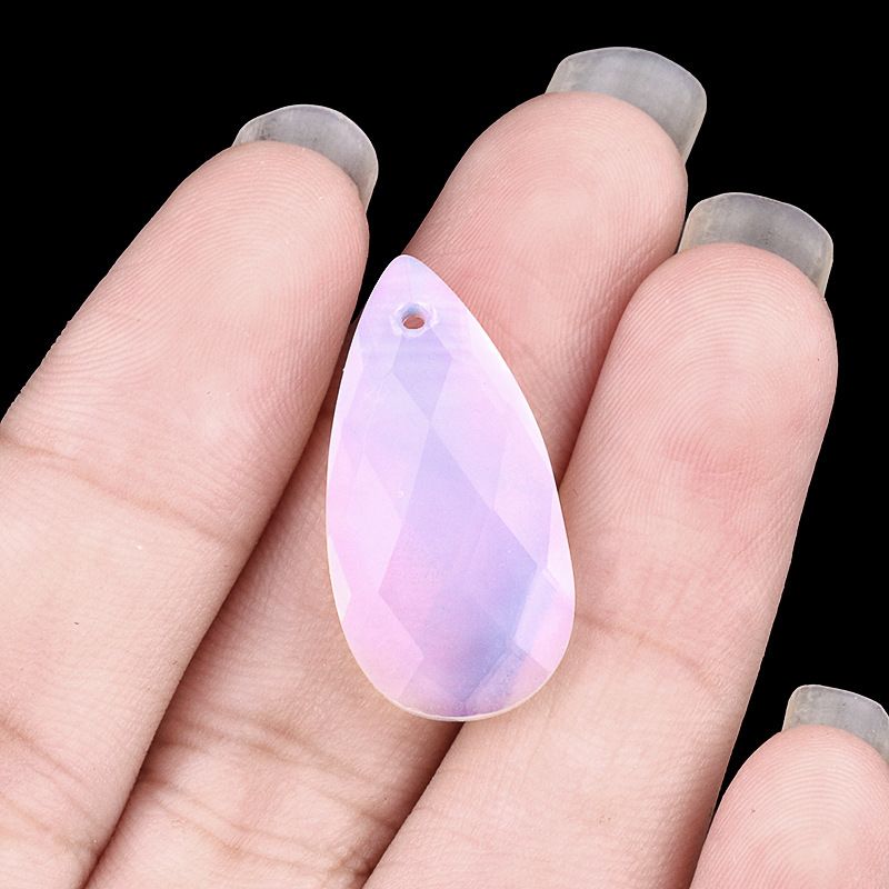 2062-Natural pó cristal ametista gota de água corte rosto DIY colar brincos pingente jóias pingente acessórios