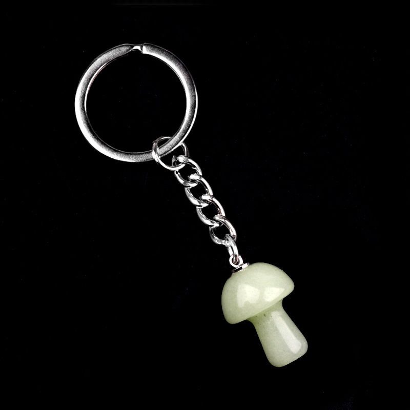 1324-Pedra de cristal natural de ágata 2cm pequeno cogumelo chaveiro pingente bonito saco de jóias pingente pequeno presente