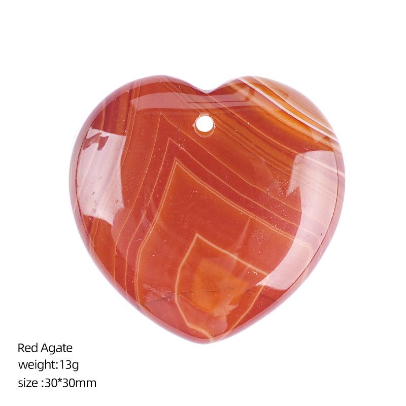 Pingente de amor de cristal natural perfurado de 30Mm, ágata gravada em forma de coração em pó de cristal de pêssego coração trançado colar acessórios
