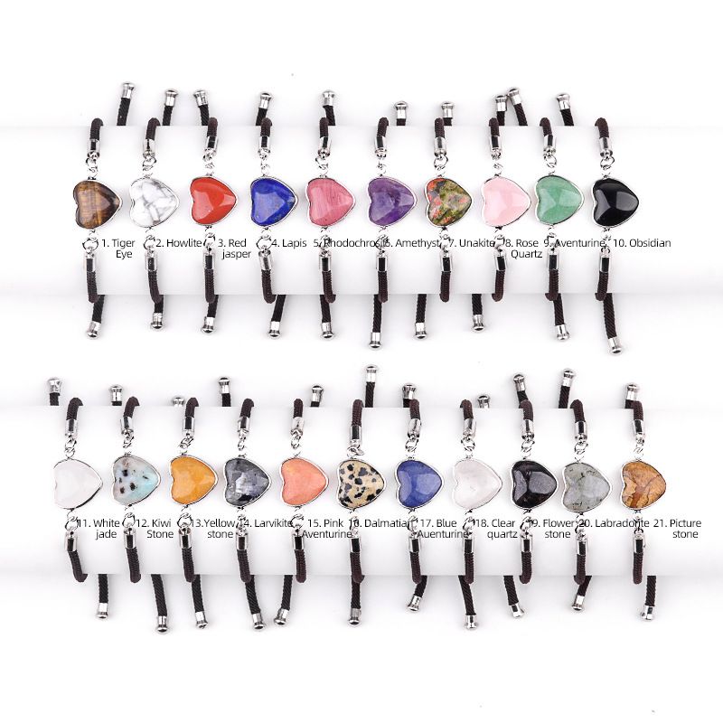 2097-Ametista em pó de cristal ajustável pulseira de amor jade coração pulseira cênica mercadoria