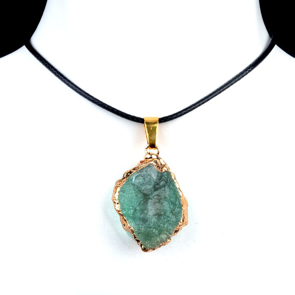 1903-25 ~ 35Mm ametista pedra bruta dourada pingente amarelo rosa branco cristal pedra colar irregular