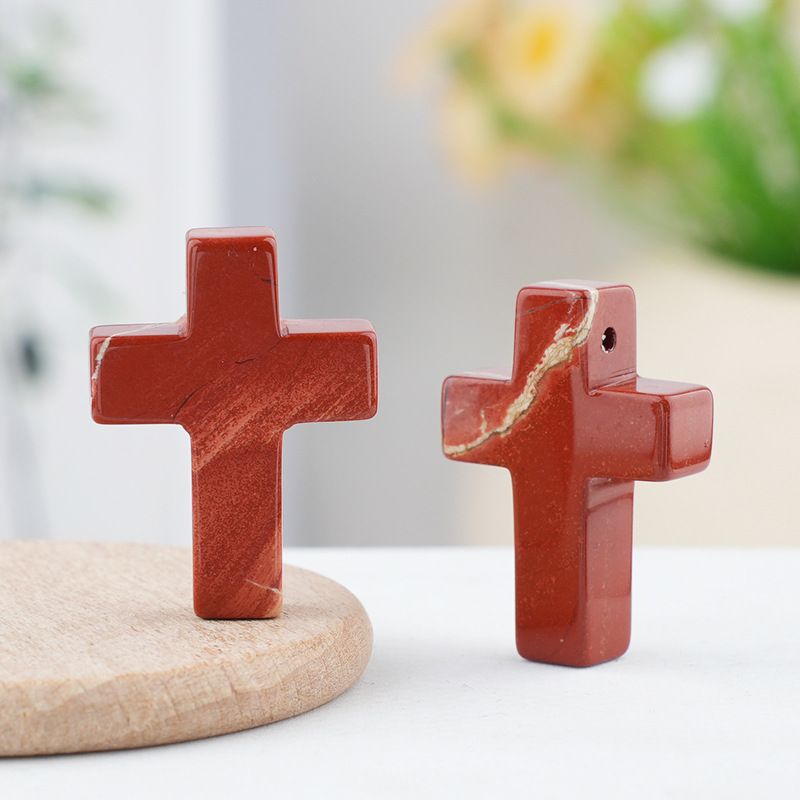 Pó de pedra natural de cristal cruz pingente pingente colar de jóias DIY acessórios