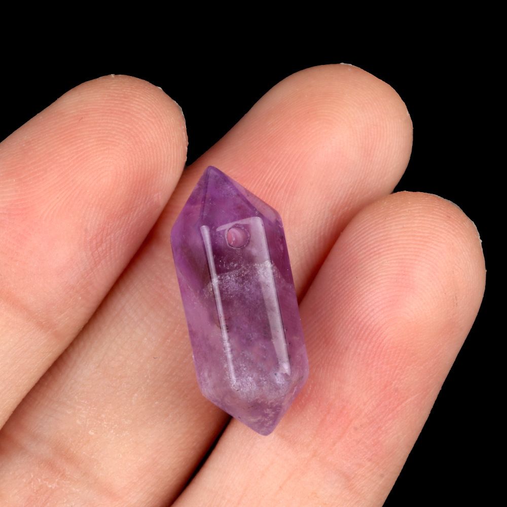1904-8X20 grande buraco seis colunas cristal de pedra natural de ponta dupla prisma hexagonal pendurado coluna DIY acessórios de jóias