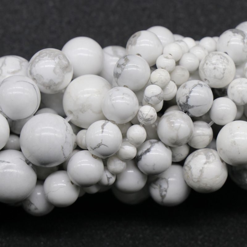 220-Howlite White Pine Miçangas Redondas Grânulos Soltos 4-12mmdiy Pedra Frisada Acessórios Jóias Atacado Pedra Natural