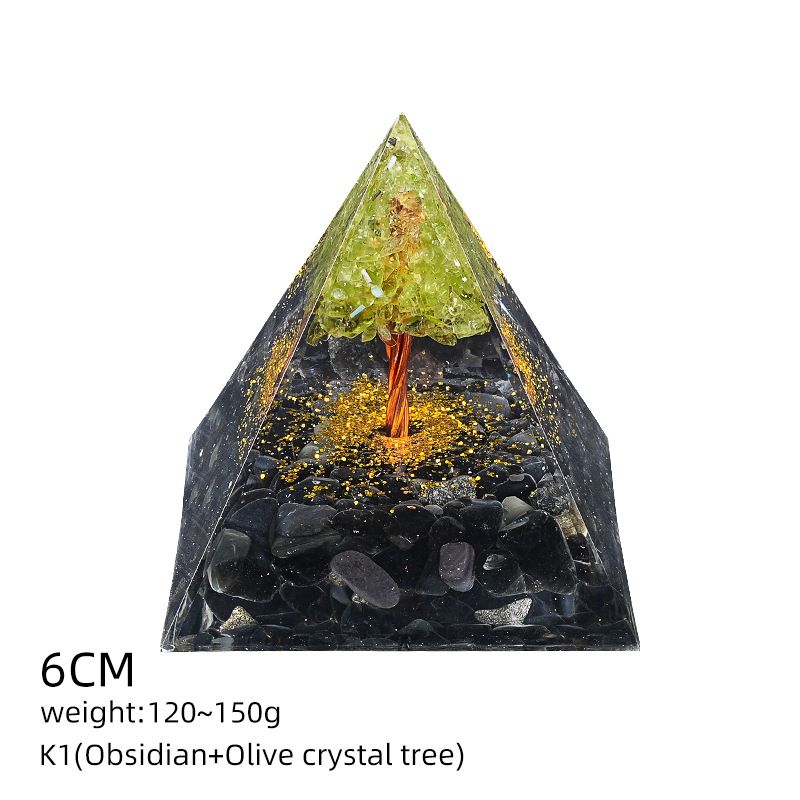 6Cm cristal bola pirâmide ornamento de mesa Chakra Yoga Meditação Resina Yoga Meditação Resina Epóxi