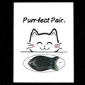 1816-Purr-fect Par Série de Cartões de Cura para Gatos e Peixes Pedra de Ágata de Cristal Natural, Creative Fun