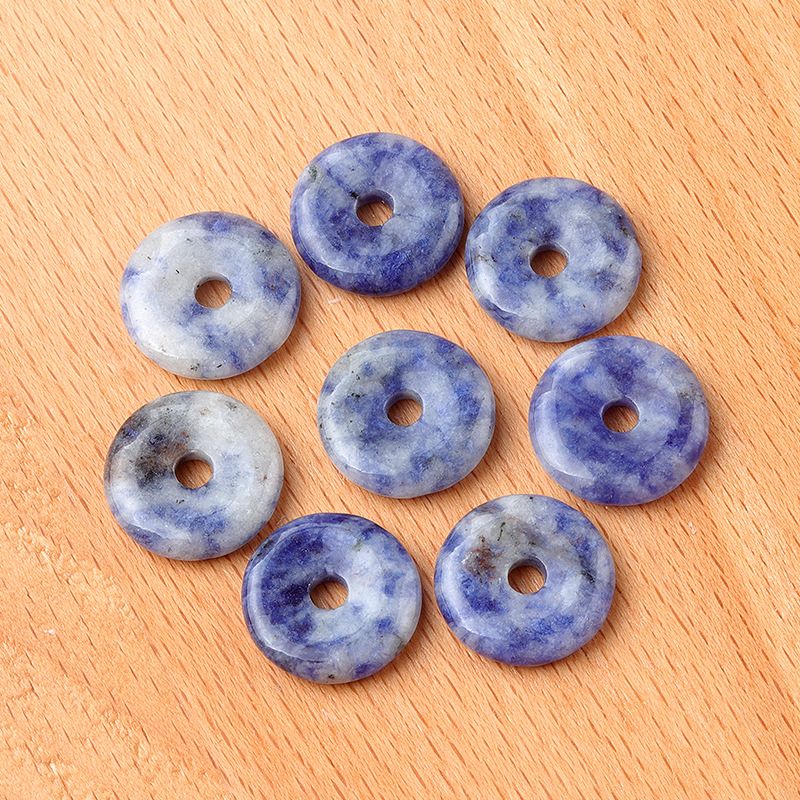 1641-12 ~ 16mm fivela de segurança, pingente de donut de pedra de ágata de cristal, anel de furo grande acessórios de jóias DIY