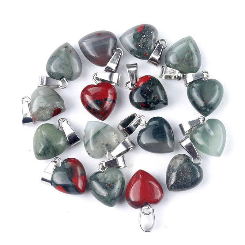 1676-13Mm pingente de amor, pingente de amor de pedra de cristal de ágata natural DIY colar em forma de coração acessórios de jóias
