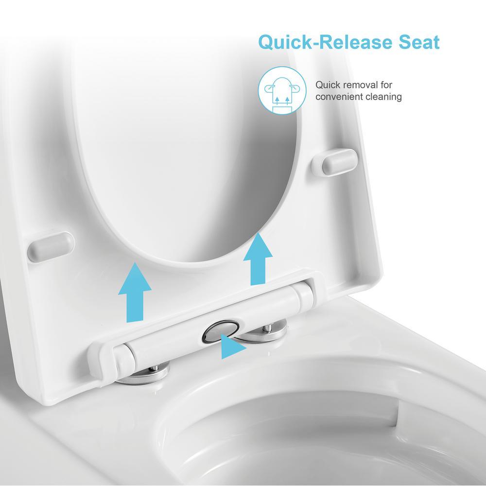 1-Piece Elongated Dual-Flush 1.28 GPF/0.88 GPF High Efficiency Skirted Toilet All-in-One Toilet in White Seat Included