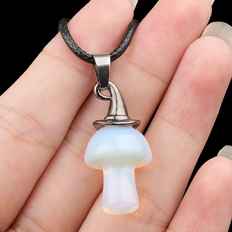 2351 Presente de Natal chapéu de bruxa ágata cogumelo colar cristal natural cogumelo forma pingente vintage jóias