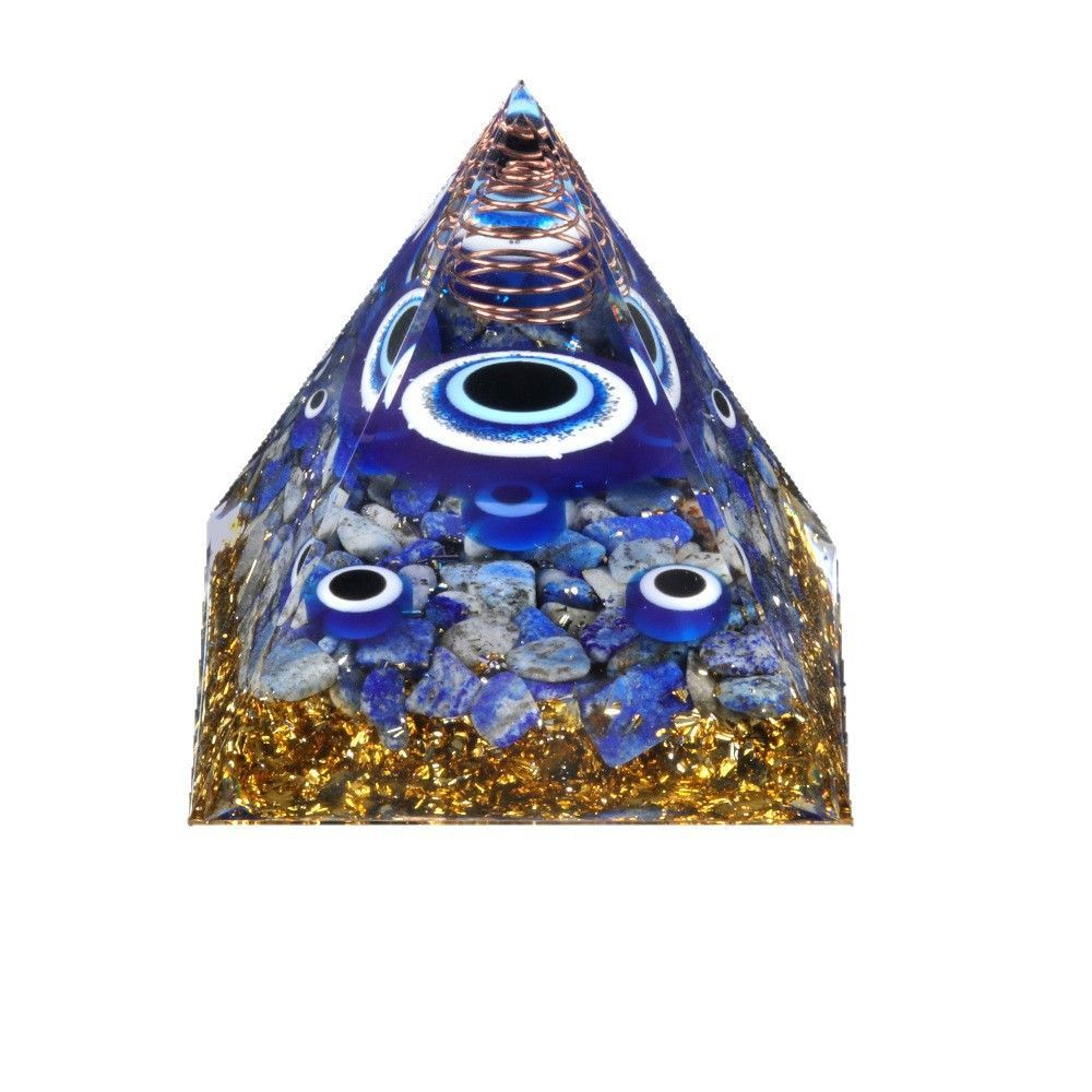 1941-M2 Resina da Pirâmide do Olho do Diabo Olho Azul Lazuli Pirâmide de Cascalho Ornamento Casa