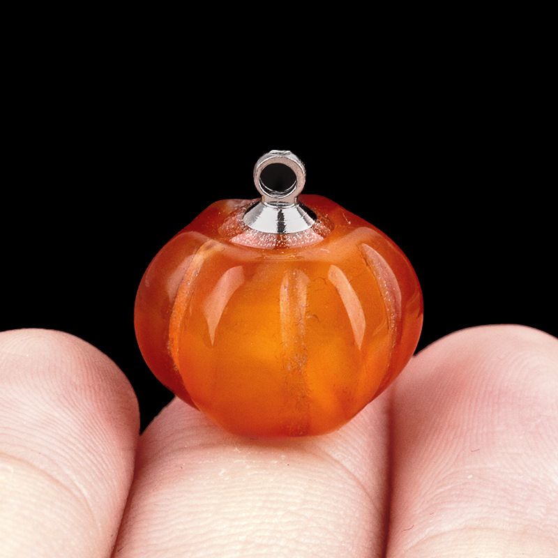 1639-10X13mm pingente de abóbora, meia pedra do tesouro de ágata de cristal abóbora gravada DIY material de jóias