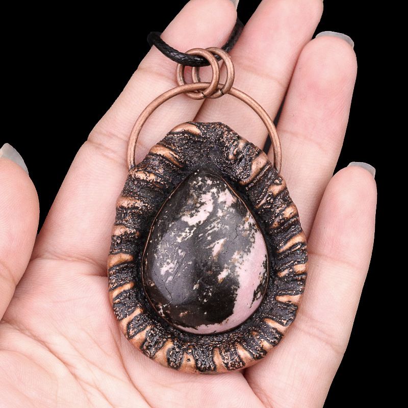 2156-Colar vintage de cristal de ágata incrustada em pedra semipreciosa colar de jóias versáteis da moda