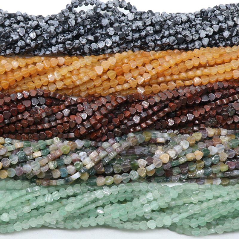 Dongling jade 4mm pequeno amor contas soltas ágata indiana coração de pêssego DIY artesanal frisado acessórios de material de jóias