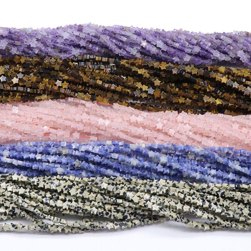 Contas de estrela de cinco pontas de jade de ágata de cristal, contas soltas de estrela DIY pulseira colar brincos acessórios materiais