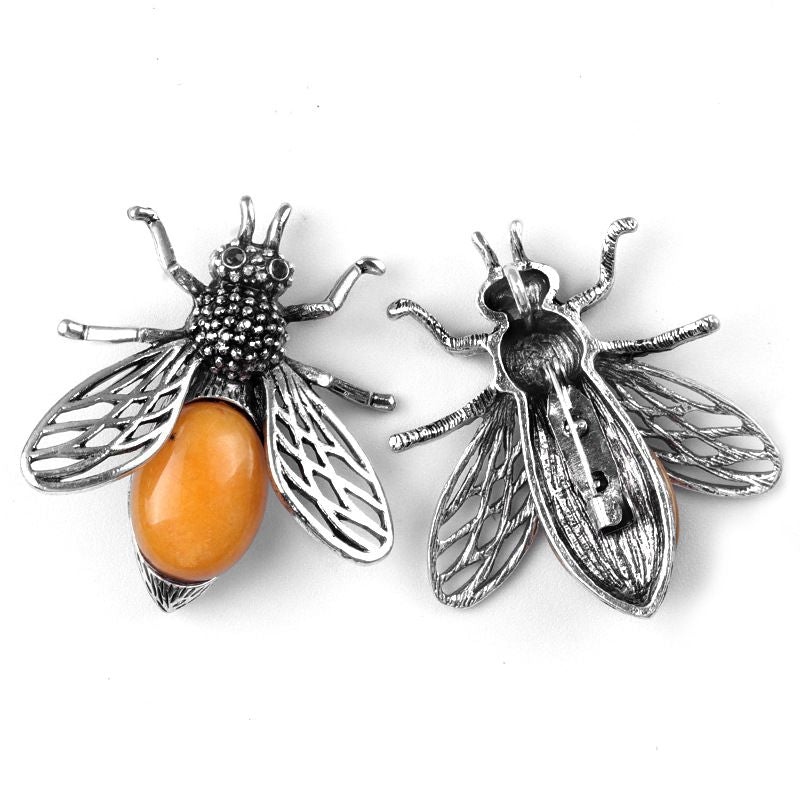 Pingente de broche de abelha 1650-48Mm de uso duplo, incrustado em liga de cristal ágata meio tesouro Pingente de broche de joias
