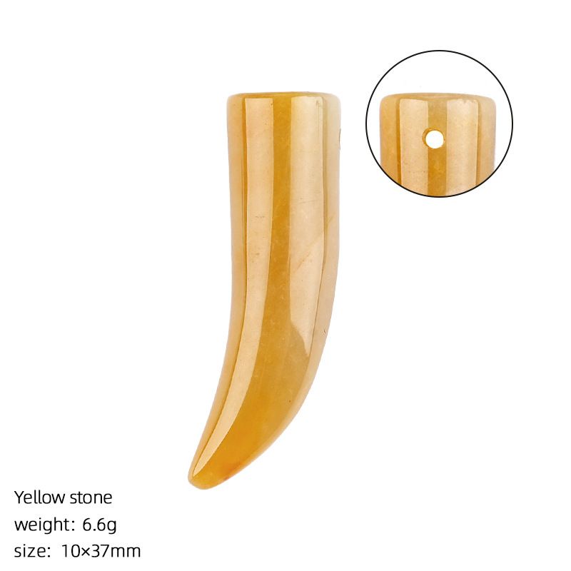 Pingente de chifre de cristal natural, colar retro de chifre de bezerro DIY com buraco, acessórios de colar de pimenta de pedra áspera.