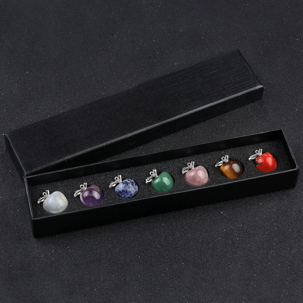 1790-20Mm Sete Pedra Meridiana Pequeno Conjunto de Maçã Pedra de Cristal Natural Chakra Maçã Presente de Natal