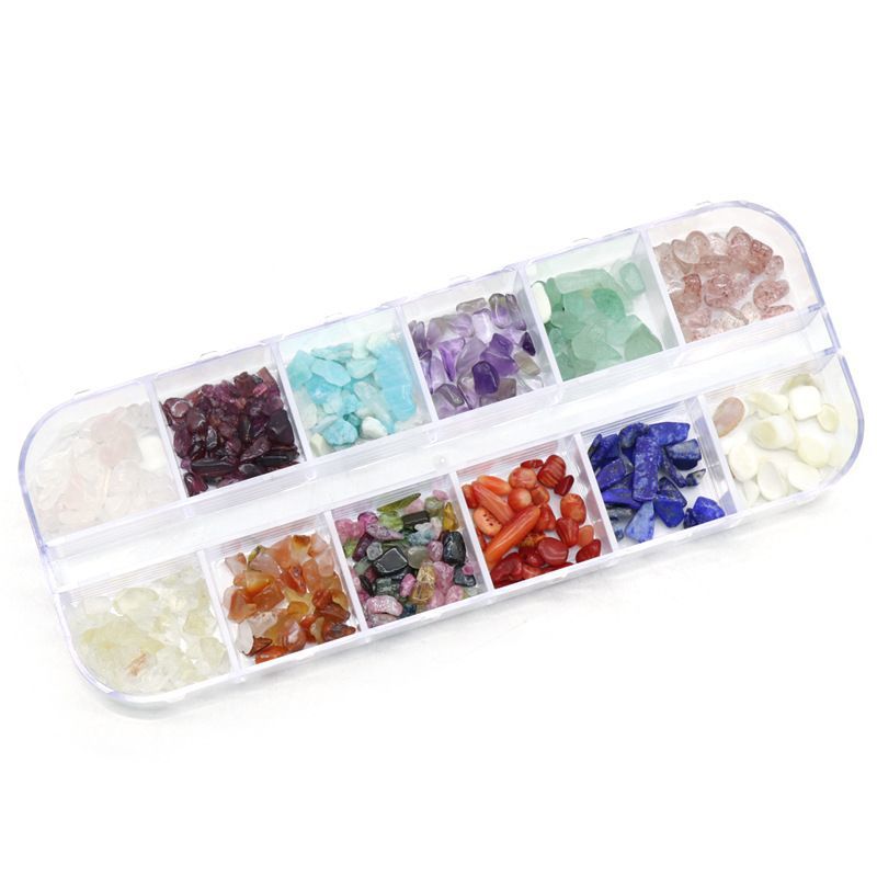 Cristal ágata pedra preciosa cascalho 12 tipos de citrino ametista ágata jade cascalho DIY lantejoulas de unhas japonesas