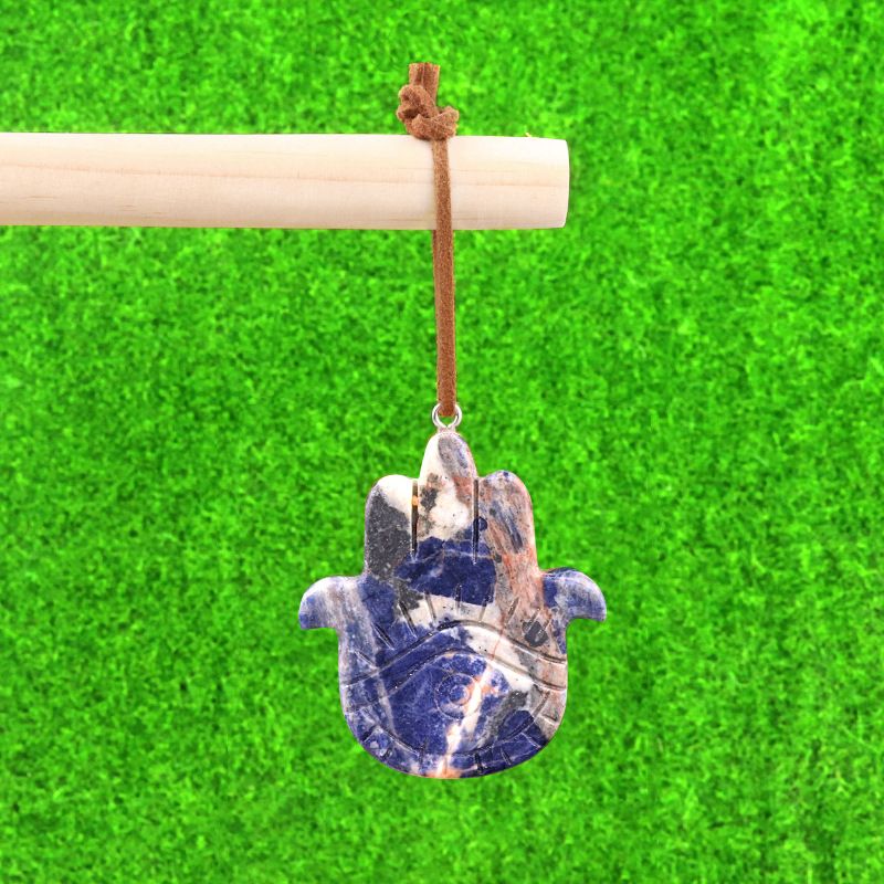 2046-Pingente de mão de Fátima ametista natural, pingente de artesanato de palma de olho de anjo de pedra de ágata