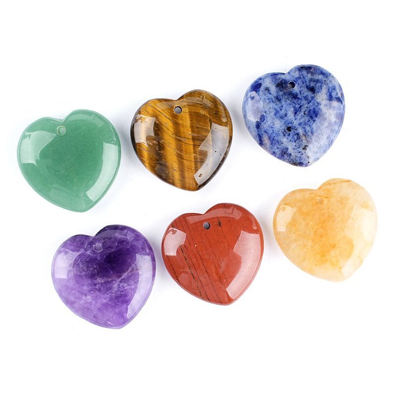 Pingente de amor de cristal natural perfurado de 30Mm, ágata gravada em forma de coração em pó de cristal de pêssego coração trançado colar acessórios