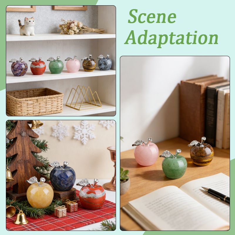 Transfronteiriço 30mm ornamento de maçã de pedra natural Presente de Natal Véspera de Natal decoração de mesa cristal ágata maçã grande