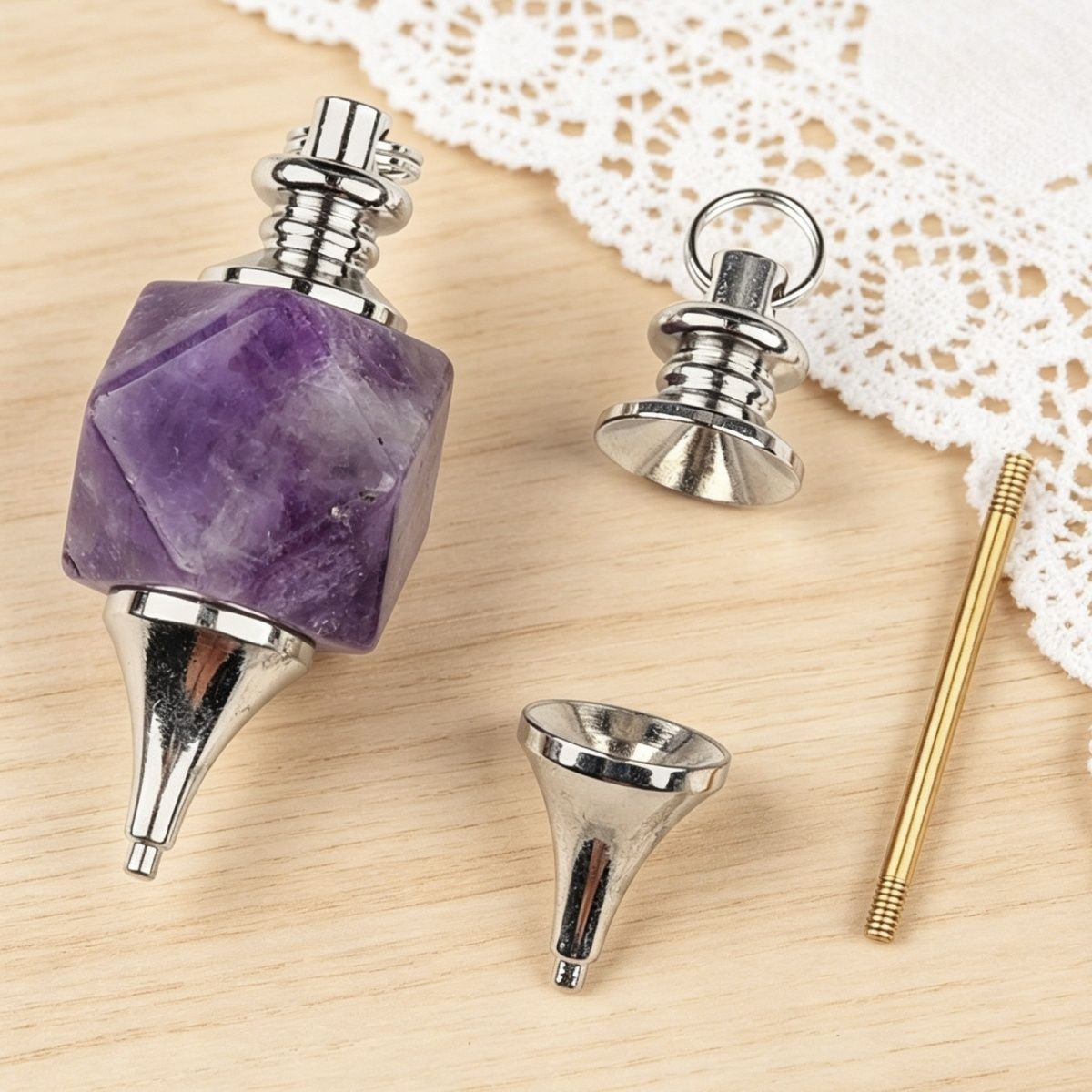 Conjunto de acessórios de pêndulo de três peças, conjunto de acessórios de cobre metálico, ornamento pendente DIY