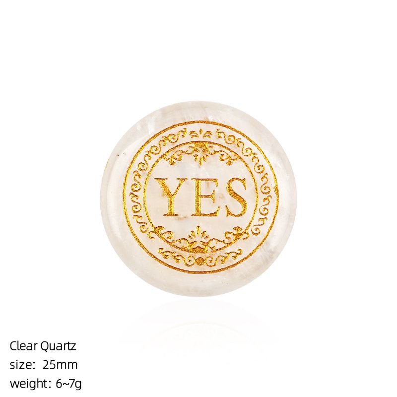 25Mm pedra natural semi-preciosa decisão pedra jogo de tabuleiro adereços seleção pedra dupla face lettering redonda pedra de cristal