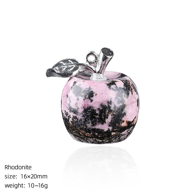 Maçã de cristal natural de 20Mm, colar artesanal de presente de Natal de véspera de Natal, pingente de maçã pequena de pedra natural.