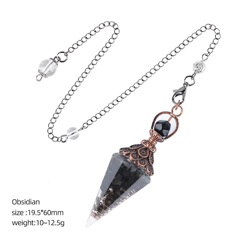 Pingente de pêndulo de cristal de bronze personalizado europeu e americano hexagonal Cone Rhombus Yoga Meditação Pêndulo de resina de frequência ajustável