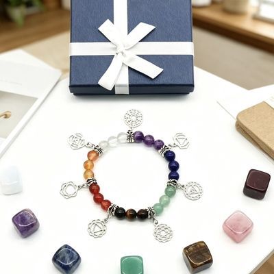 1296 - Cristal Natural Pedra de Sete Cores, Blocos Irregulares de Sete Cores, Pulseira de Yoga de Chakra, Conjunto de Pedras de Sete Cores