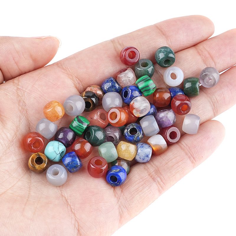 8Mm buraco 3 grande buraco de cristal natural contas soltas DIY pulseira colar jóias ágata contas de roda tigre olho balde contas acessórios