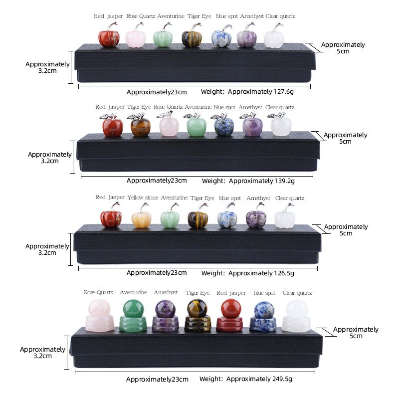 2410 Pedra natural colorida pequeno conjunto de maçã ornamento transfronteiriço novo produto gravura chakra de pedra com sete veias ametista conjunto de abóbora