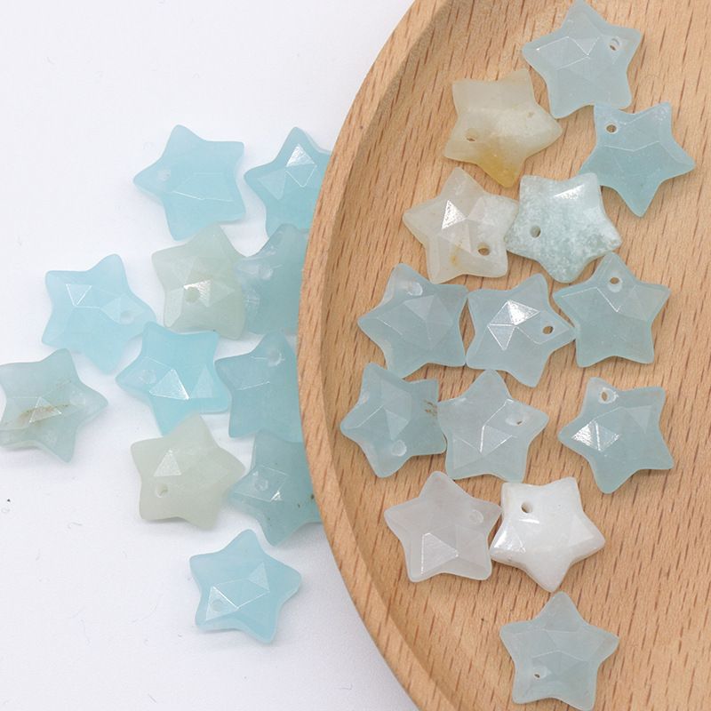 Pingente de pentagrama facetado 1590-10mm, acessórios de mini estrela de pedra de cristal atacado DIY jóias estrela
