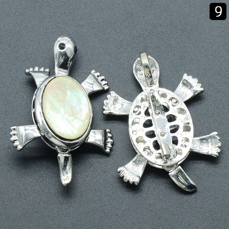 Pingente de broche de tartaruga 1558, acessórios de colar de pingente de pedra preciosa incrustada em liga de cristal natural