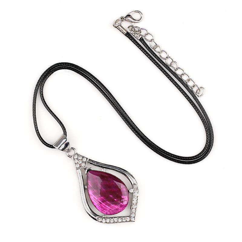 Pingente de gota de água de cabeça de pedra semipreciosa de cristal natural, liga incrustada de pedra preciosa, colar de pingente DIY de concha de abalone.
