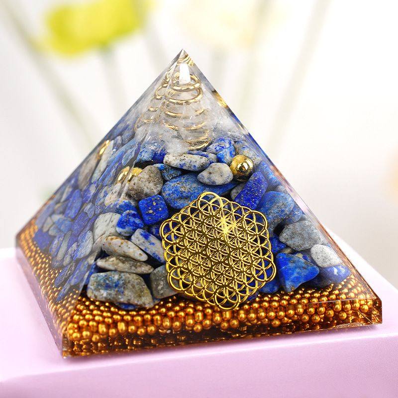 6.5Cm Pirâmide Cascalho Resina Epóxi Ornamento Artesanato Presentes Ornamento Jóias