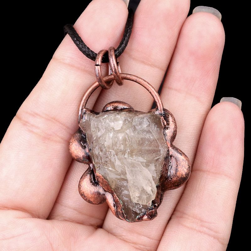 2161-Estilo retrô incrustado cristal ágata pedra semipreciosa colar pingente de pedra áspera moda versátil jóias