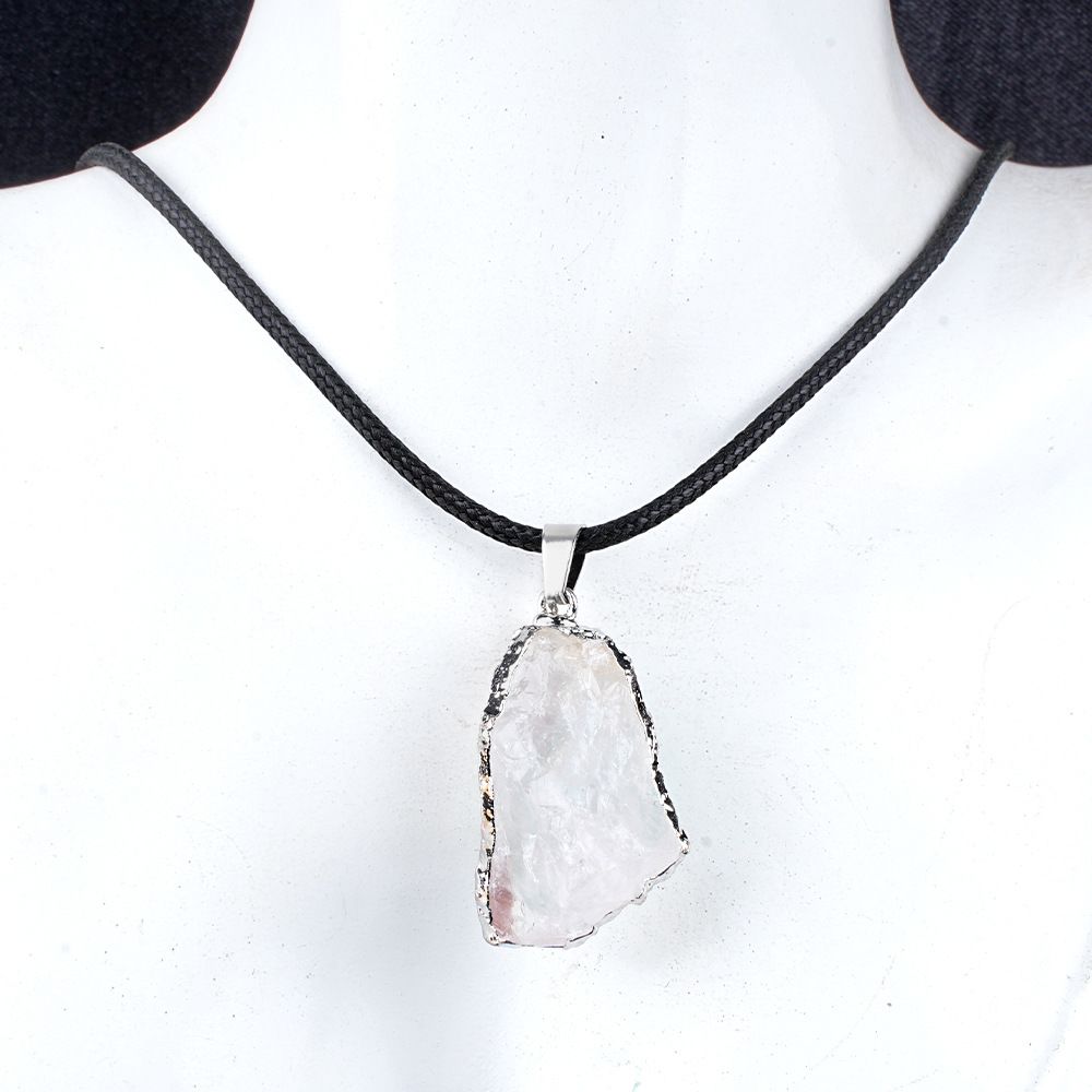 1903-25 ~ 35Mm ametista pedra bruta dourada pingente amarelo rosa branco cristal pedra colar irregular