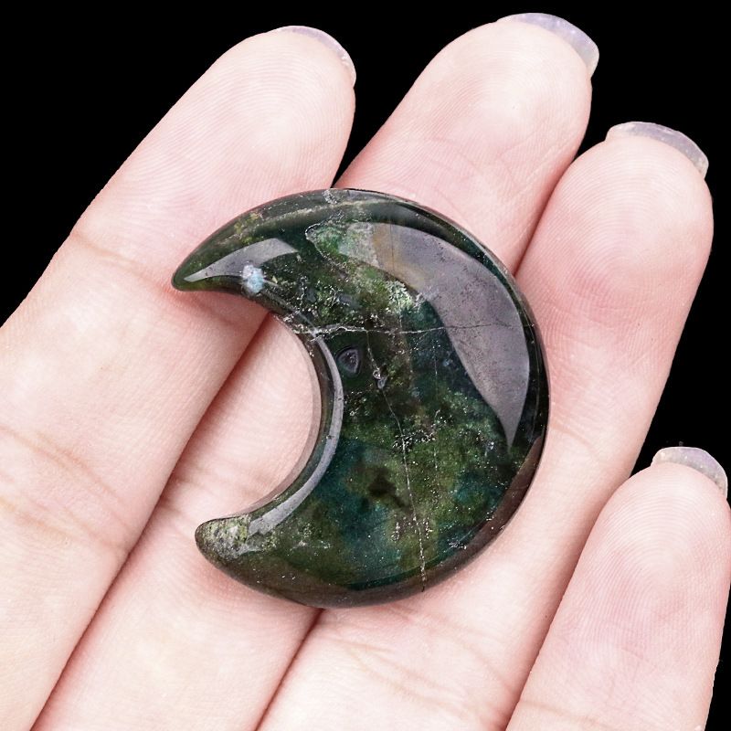 1602-30Mm lua, forma crescente de pedra de ágata de cristal natural DIY lua não porosa acessórios material