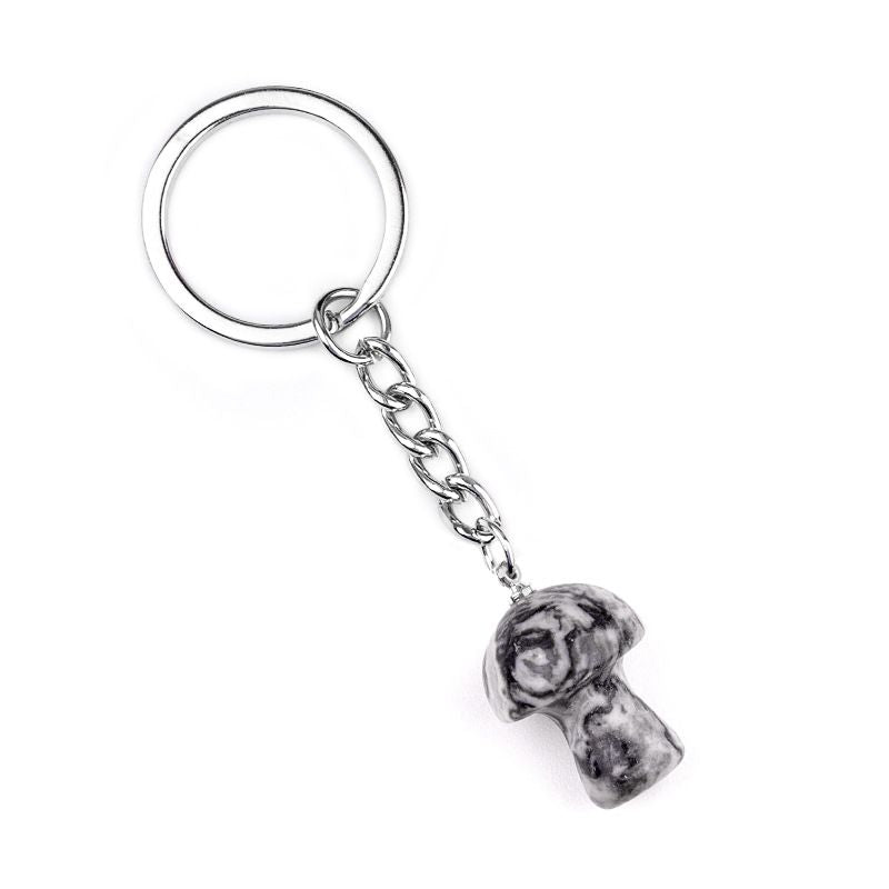 1324-Pedra de cristal natural de ágata 2cm pequeno cogumelo chaveiro pingente bonito saco de jóias pingente pequeno presente