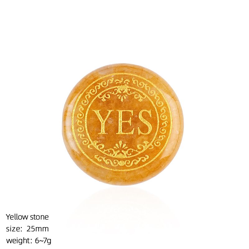 25Mm cristal natural decisão pedra transfronteiriça Europeia e americana sim / não duas opções uma dupla face letras redondas ágata escolha pedra